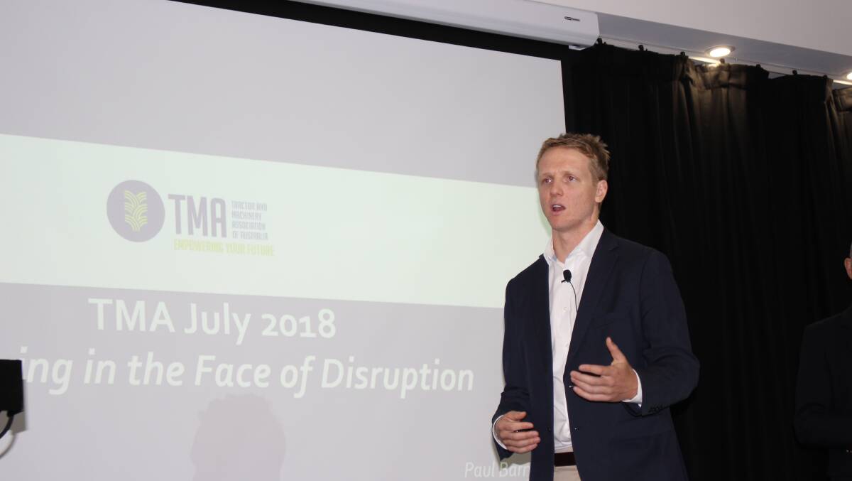 CONSUMER DISRUPTION: Rabobank agricultural analyst, Wes Lefroy spoke to the Tractor Machinery Association (TMA) about consumer disruption, blockchain and the opportunities for the internet of things. 