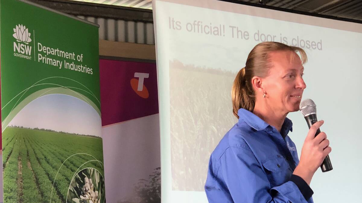 SUMMER AROUND THE CORNER: NSW Department of Primary Industries northern summer crop lead researcher Loretta Serafin speaking at the Grains Research Development Corporation (GRDC) grains industry breakfast at Commonwealth Bank AgQuip.