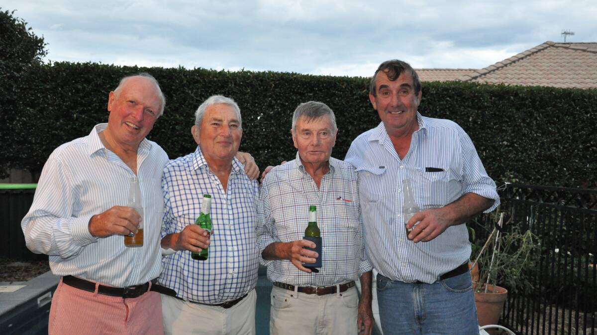 Recalling the halcyon days of the Moore Park Showgrounds with a couple of beers - John Atkins, Ashley Dingle, David Marshall and John Collier. Photo: Donna Marshall