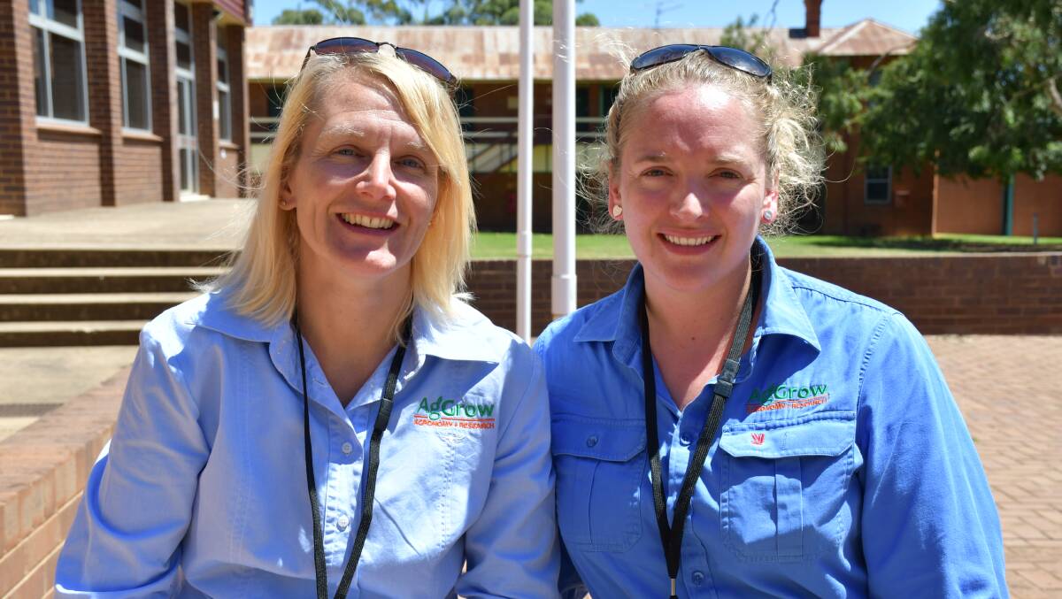 AgGrow Agronomy research manager Rachael Whitworth and agronomist Sarah Groat came from Griffith to attend the GRDC Grains Research Update in Wagga Wagga. All photos: Toni Somes
