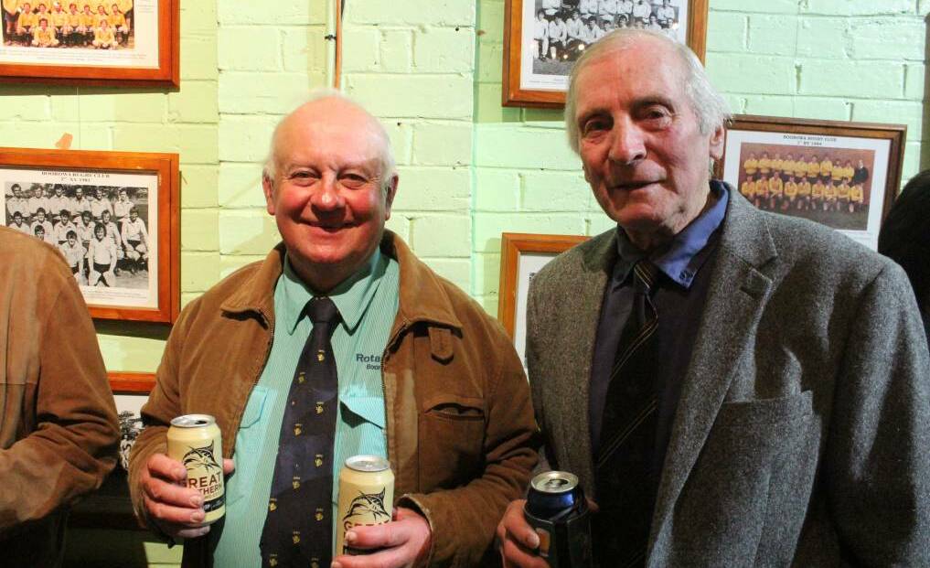 Recalling their rugby playing youth - John Lear and John Snelling who also coached the Goldies through the 1970s.