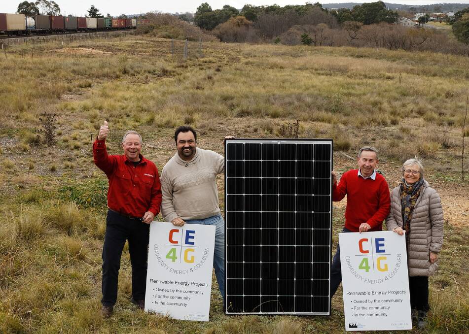 Preparing for solar panels: CE4G committee members are: Ed Suttle, Alex Ferrara, Peter Fraser and Louise Bennetts. Photo: Ed Suttle