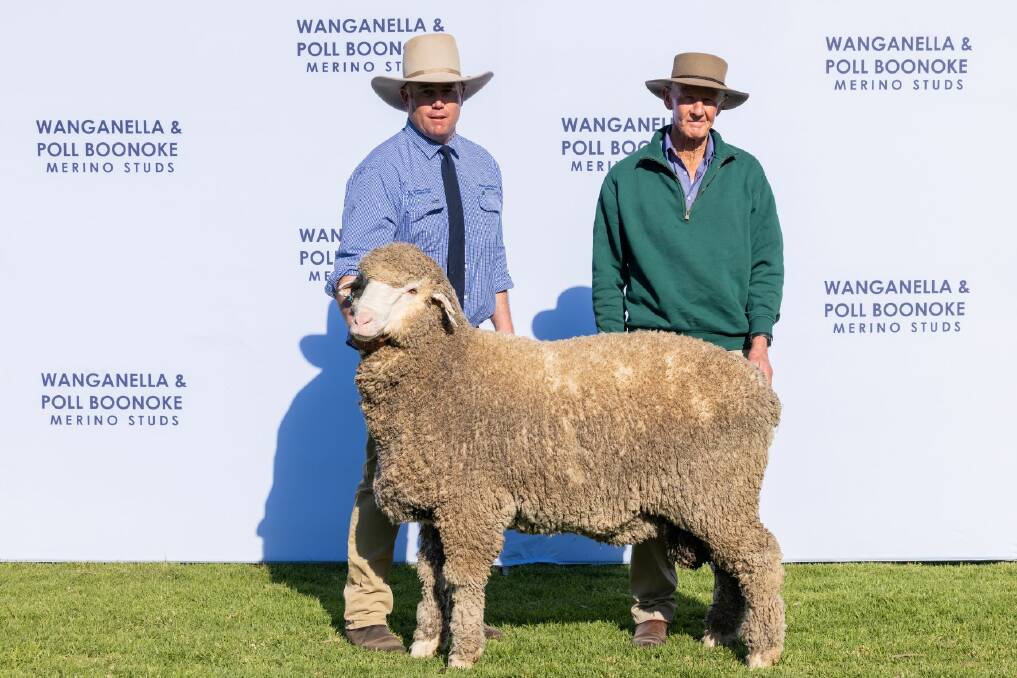 Poll Boonoke 200370 purchased by Woodpark No 2 Poll stud for $15000 with AFA Stud Breeding Manager Angus Munro and Woodpark stud principal Doug Huggins.
