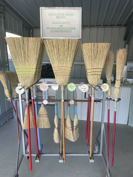 The range of brooms made by Peter Sturt, Tumut River Millet Brooms. Photo: Stephen Burns
