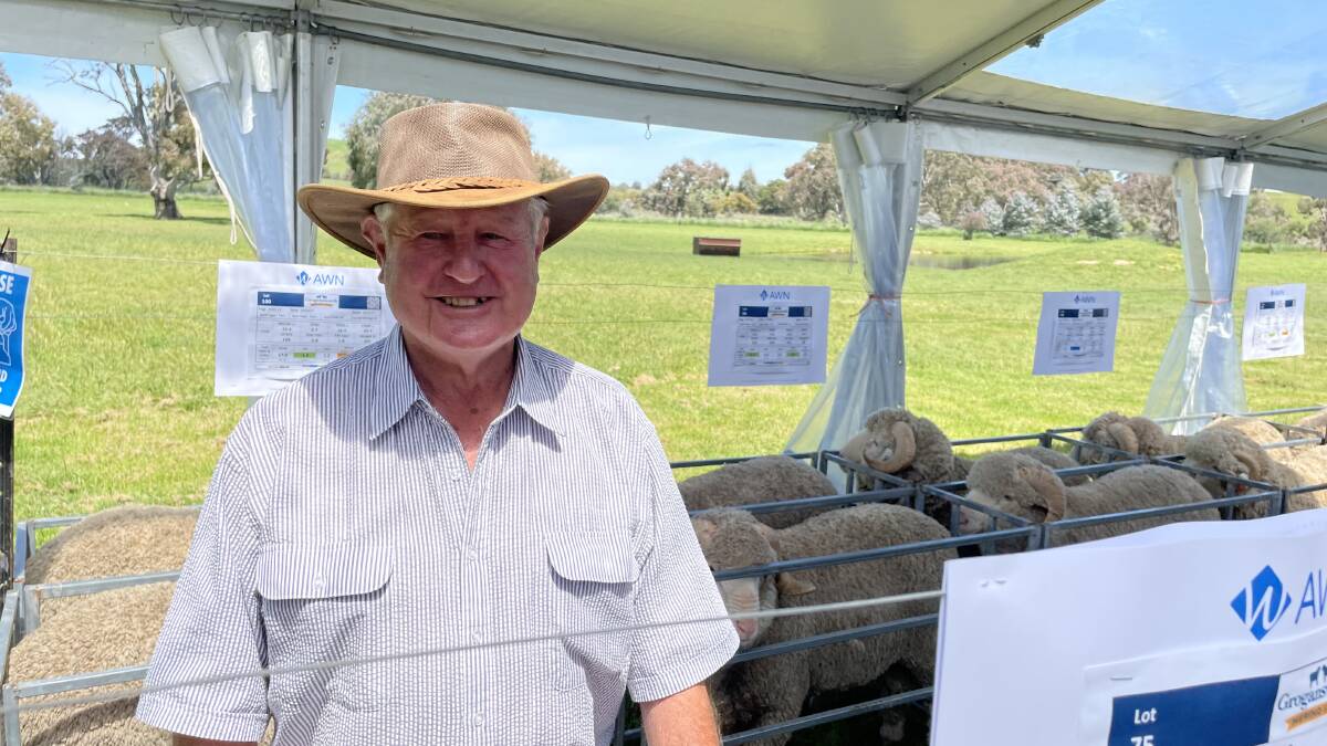 Formerly from Binalong, retired woolgrower Peter Middleton supported the Henderson family during the ram sale.
