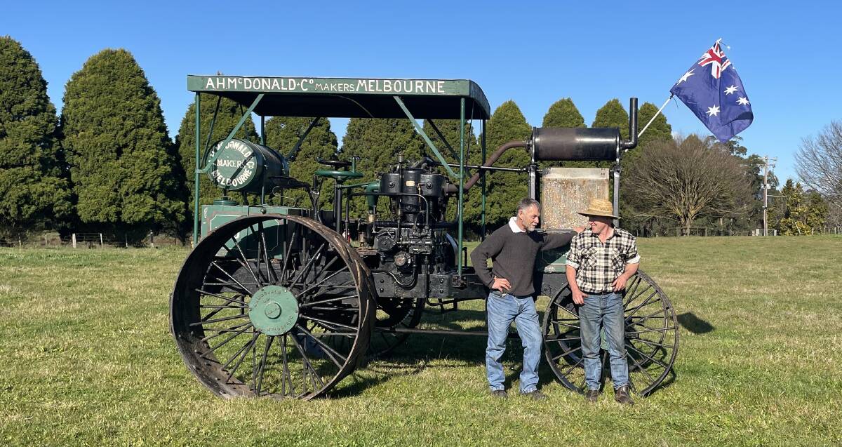 John Edgar, collector/restorer of the McDonald Imperial Oil Tractor, with Stuart Landry. Photos: supplied 