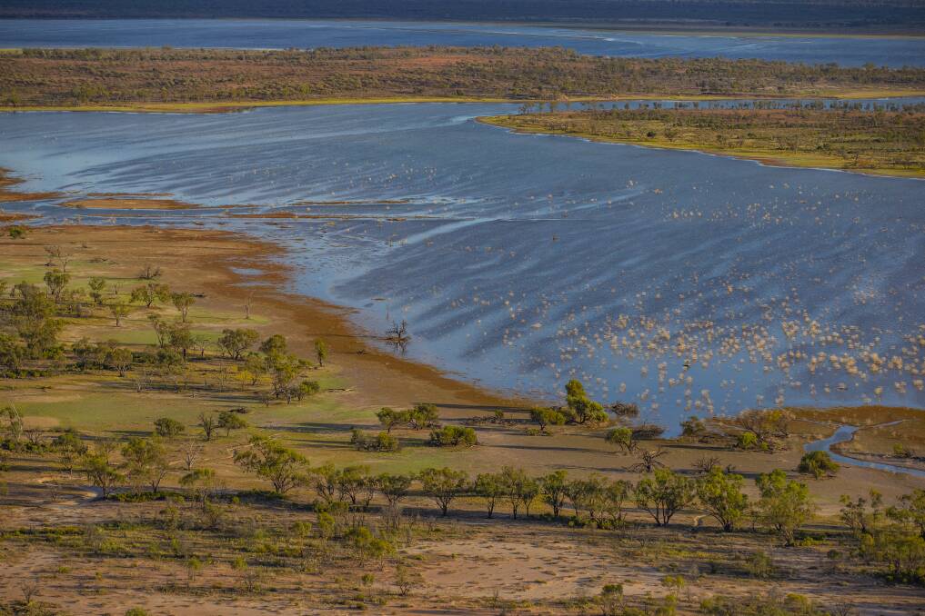 Lake Wombah, which straddles the NSWQueensland border. Photo: NSW Department of the Environment
