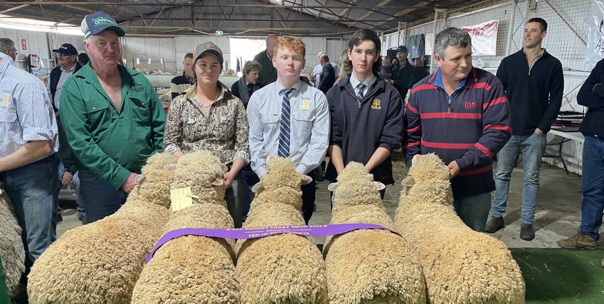 Paul Northey, Innisfail, Weethalle, supporting his daughter Emma with her flock ewes at the Hay Sheep Show.