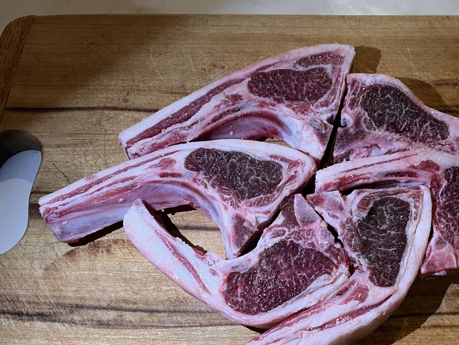 Lamb chops from Merino wether lambs bred on Oxton Park, Harden, with high marbling content. Photo: Paul O'Connor
