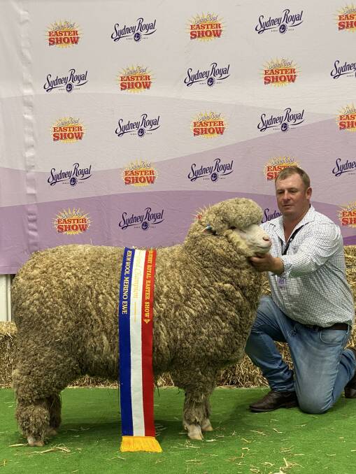 Anthony Frost, Thalabah, Laggan, with the grand champion medium wool ewe.