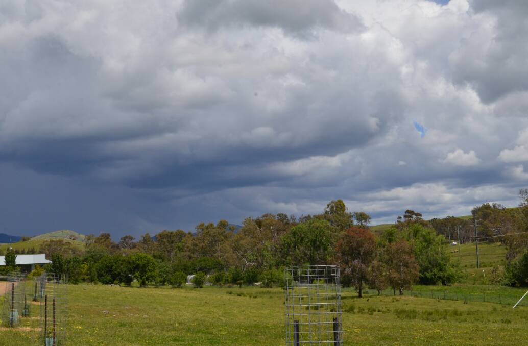Storm clouds over Burrunjuck dam south of Yass.