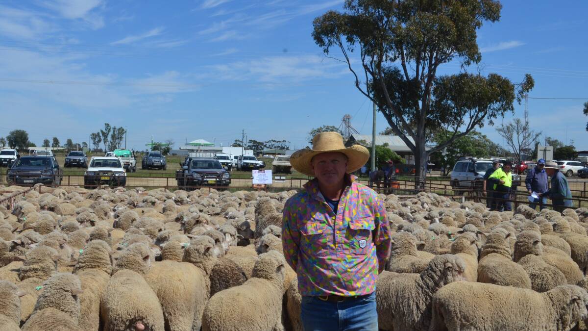 Magnus Aitken, manager Cooinbil, Coleambally for Paraway Pastoral Company with the pen of 380 Pooginook Poll Merino blood ewes June/July 2019 drop and May shorn sold for $288. 