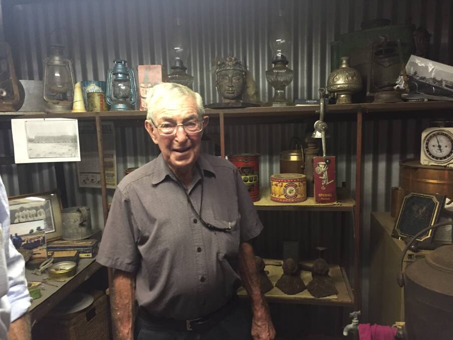 Brian O'Mahoney with his collection of family memorabilia.

