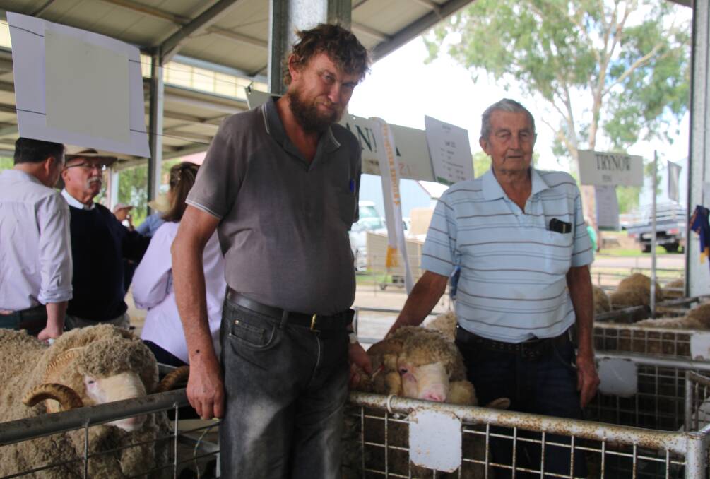 Andy and Rob Cuthel, Beryl with the Glanna ram they purchased.