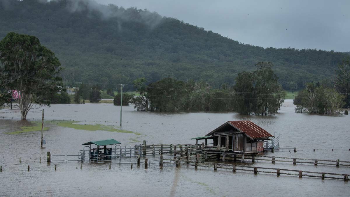 Flooded farmland in the Manning Valley near Taree. Picture: Marina Neil