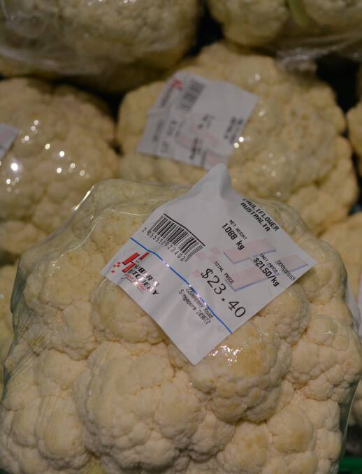 Australian cauliflowers selling for the equivalent of $24.20.
