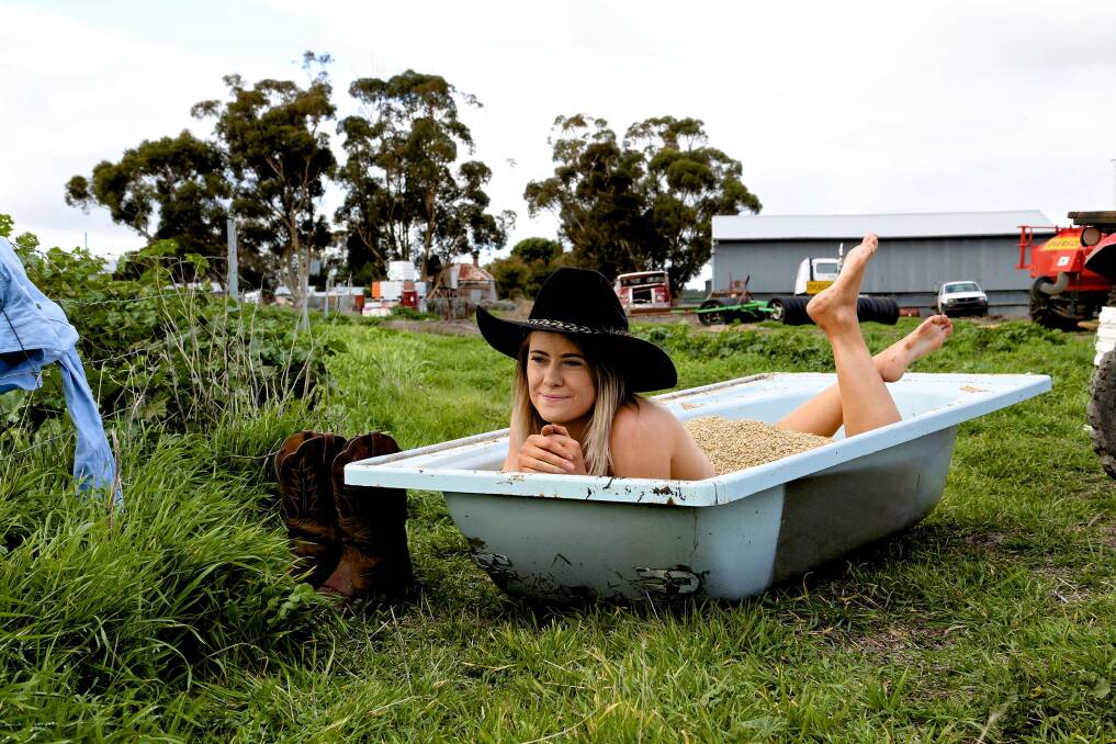 Horsham's Maddie Ruwoldt takes part in The Naked Farmer. Picture: EMMA JANE INDUSTRY