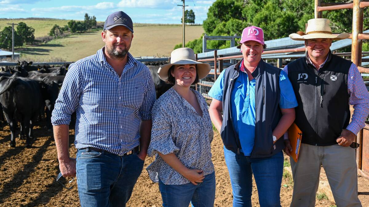Encouragement award winners: Dane and Lisa Rowley, Corcoran's Plains, Boorowa, with competition judges Amy and Justin Dickens, JAD Speckle Park, Yeoval. 