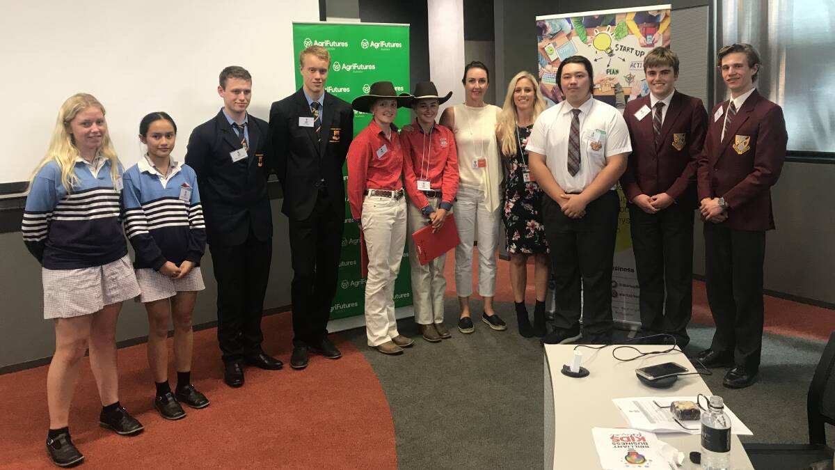 The five teams from across Australia, including Freya Weismantal and Emily Prior (red shirts) and Jo Burston and Liz Jackson (centre) both from Startup.business. 