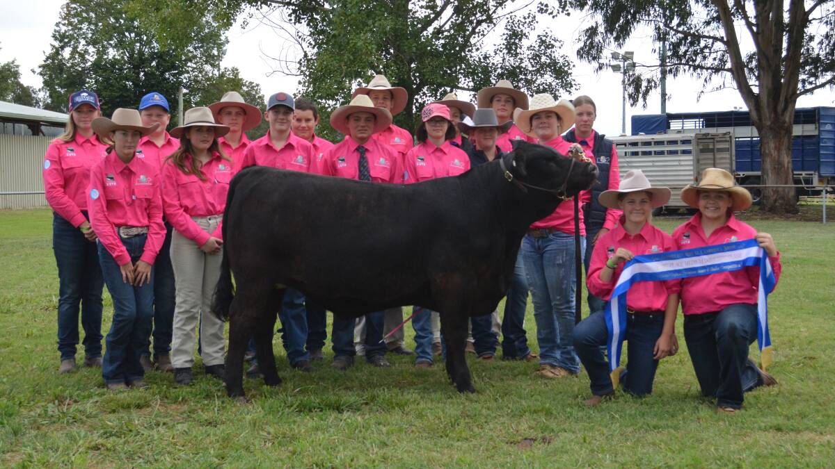 Coonamble High School with their 438kg Angus steer that won the medium domestic, 341kg to 440kg, class. 