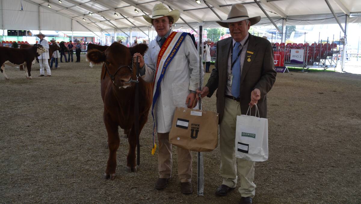 Champion parader of the RAS Youth Show, Ryan Carpenter, Wilberforce, with Michael Millner, Blayney. 