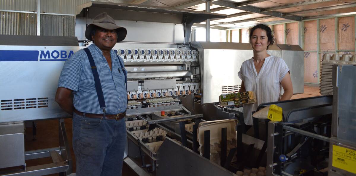 Anthony Jude de Silva with chief operating officer Katerina Kormusheva at their on-farm packaging facility. 