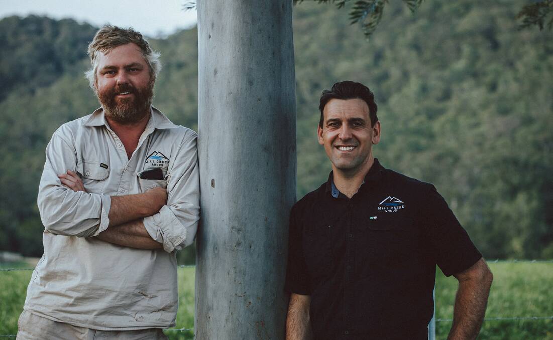 Mill Creek Angus operations and livestock manager Ben Pritchard with company owner Trent Ottawa. Photo: Supplied