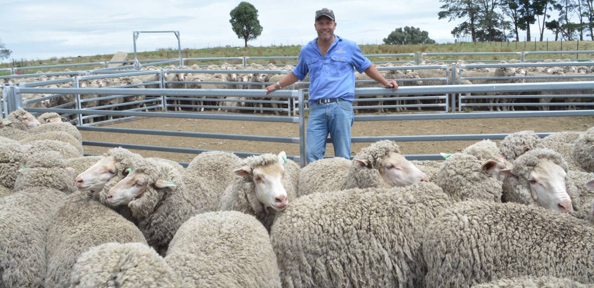 WINNER: Campbell Basnett, Naamaroo Pastoral Pty Ltd, Woodbine, with the Basnett family's Bogo blood ewes. 