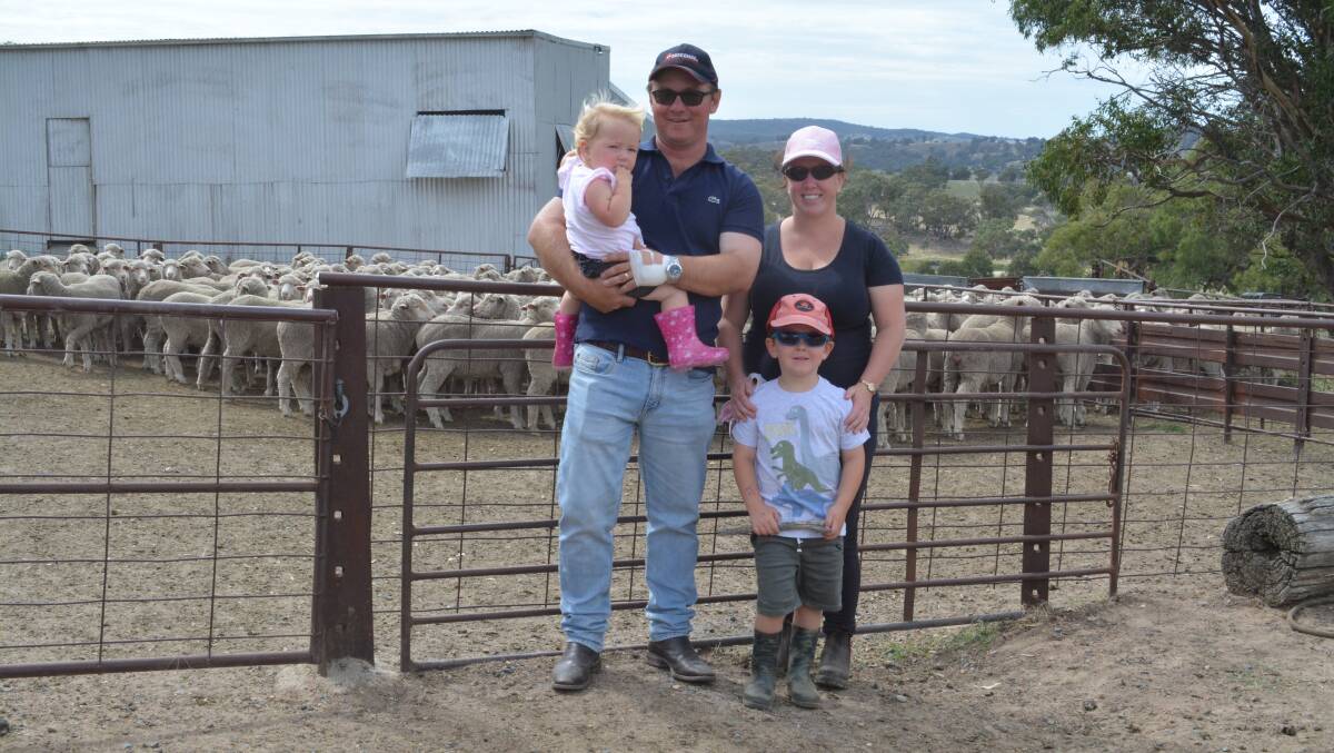 RUNNERS UP: Matt and Rebecca Hewitt and their children Yasmine, 1, and Joey, 4, and their Stockton/Tallawong/Yarrawonga blood ewes