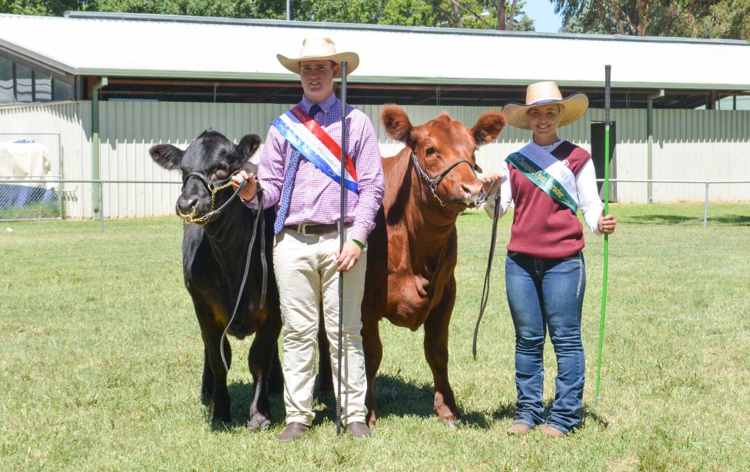 WINNERS: Champion open parader Hamish Maclure, Keajura Park Show Team, Tarcutta, with reserve champion open parader, Alana Wade, Serenity Cattle Co, Hawkesbury. 