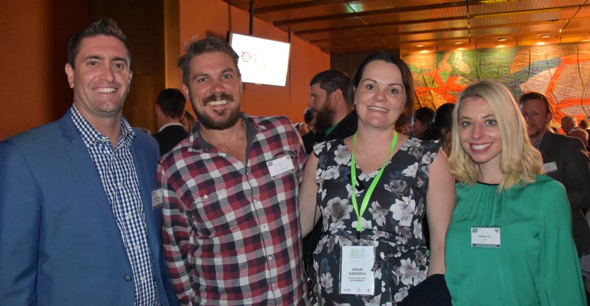 Matt Warring, Ian and Adair Garemyn, and Kathleen Curry at Parliament House in Sydney on Wednesday night for the annual NSW Farmers in the House drinks. 