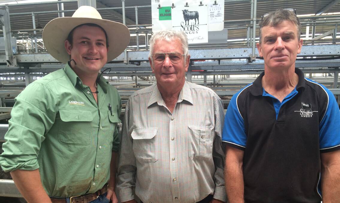 Tom Boyle, Landmark, with Jeff and Steven Scott, "Glen Elgin", Henty, who sold 193 13- to 14-month-old Angus steers averaging $1513.