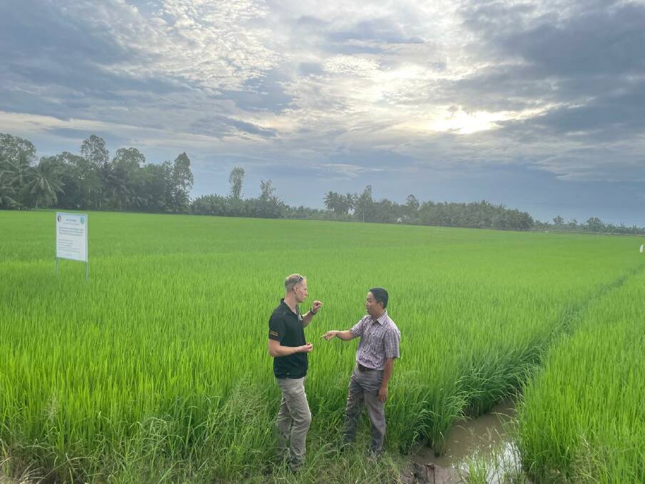 Dr Matt Champness inspects irrigation schemes near Batad, North Philippines. Picture supplied