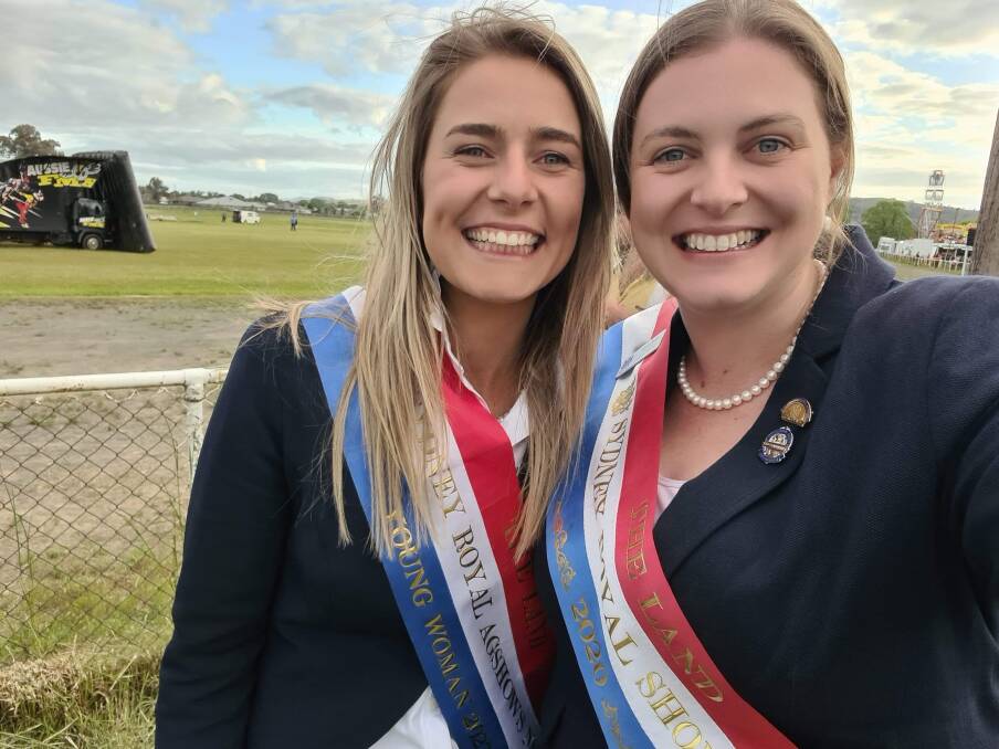 The Land Sydney Royal AgShows NSW Young Woman for 2022 Molly Wright and 2021 winner Jessica Neale at Cootamundra Show in October. Photo: Supplied