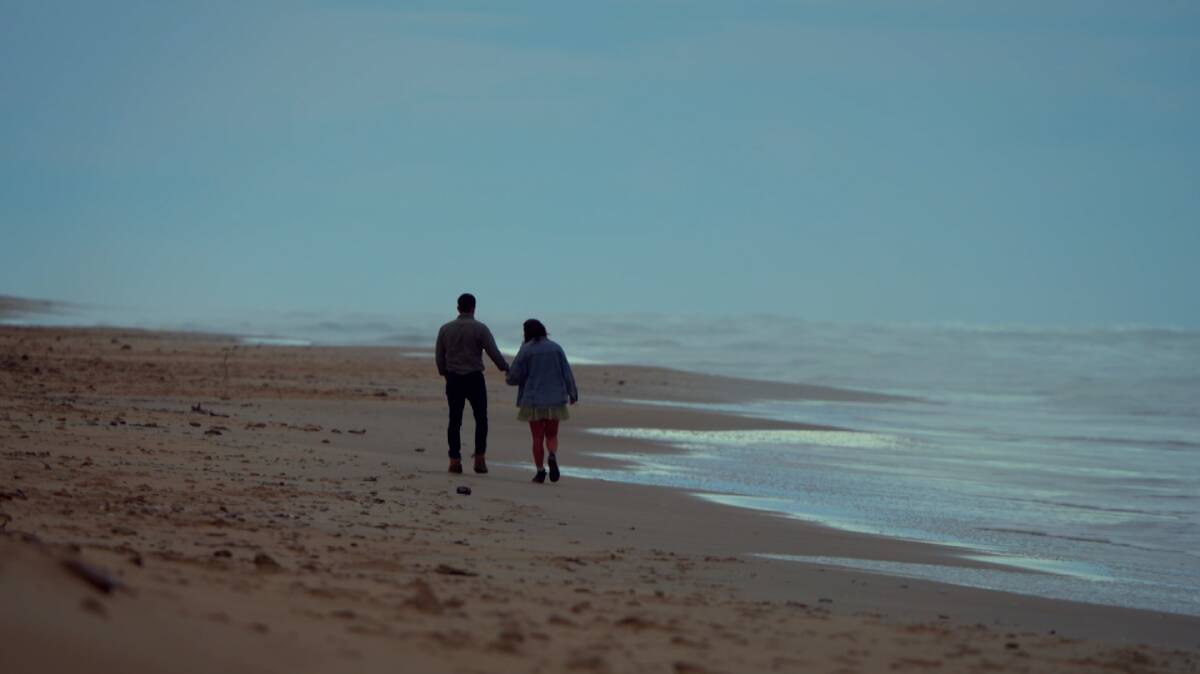Farmer Brenton and Sophie like long walks on the beach. It's a match! Picture by Channel 7