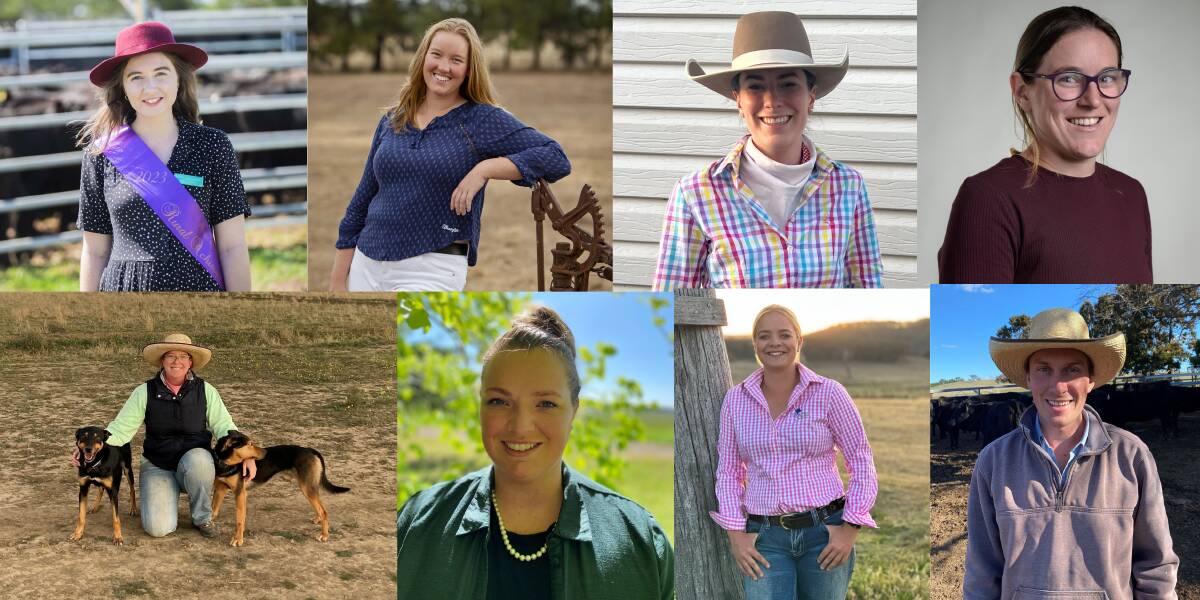(Clockwise from top left) The 2024 RAS Rural Achiever Award finalists are Shanelle Pescud, Emma Godsell, Grace Collins, Sally Lea Downier, Joel Maguire, Grace Pearce, Kathleen Webster and Rebecca George. Pictures supplied