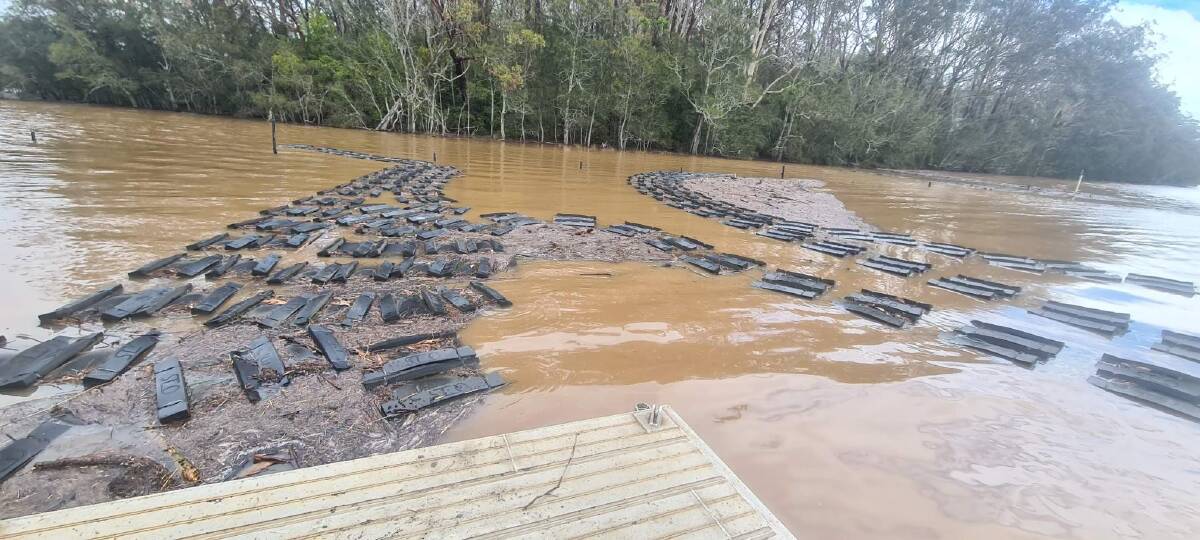Turros River oyster leases inundated with floodwater. Picture supplied by Dan Binns