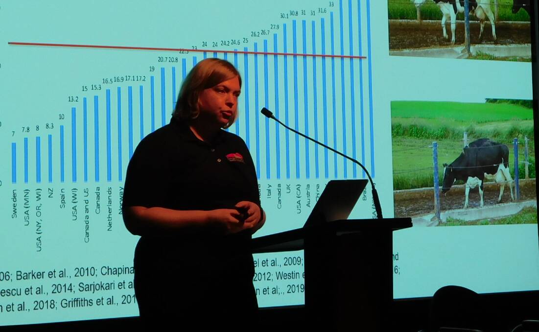 Courtney Halbach from The Dairyland Initiative, University of Wisconsin, Madison, US, speaks at the Dairy Research Foundation Symposium. Photo: Hayley Warden