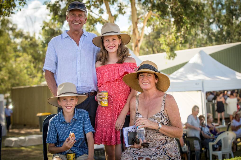 Digger, Maggie, Charlie and Debbie Anderson from "Midlands" Trundle at the 2018 Condobolin Picnic Races.