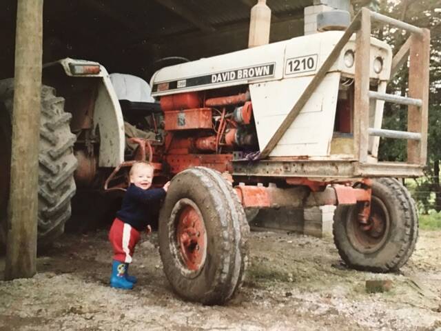 Rhys Staley as a child on his grandparent's Gippsland dairy.