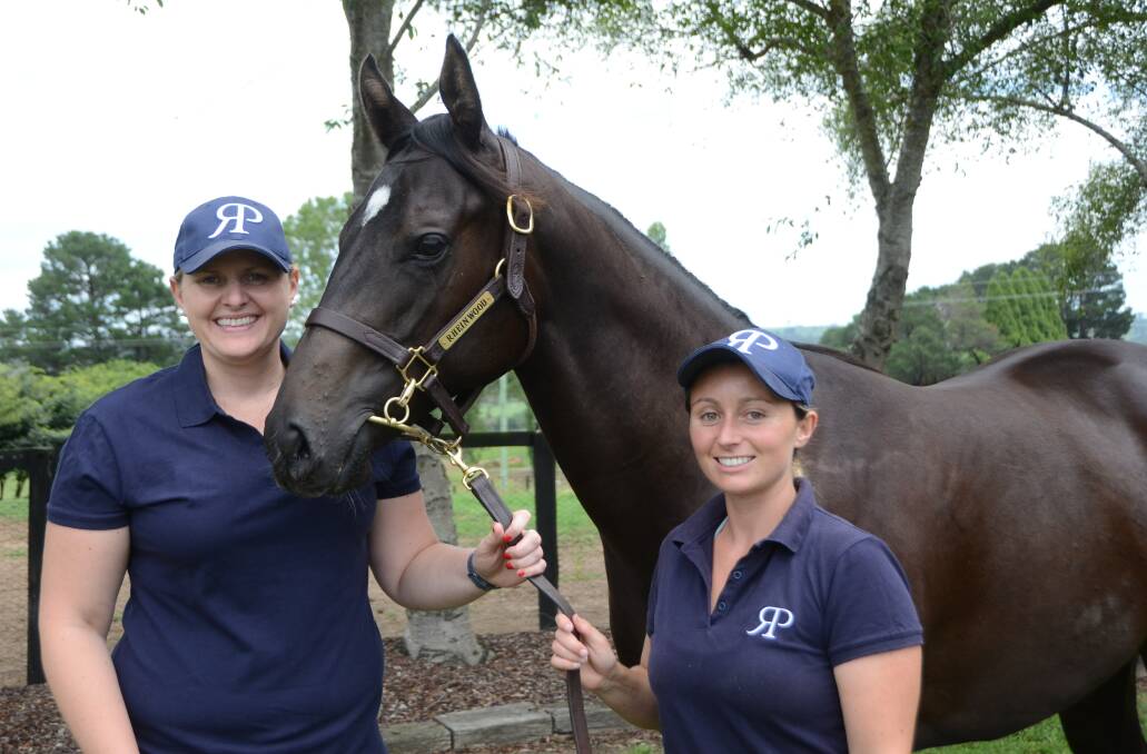 Rheinwood Pastoral's Kirsty Willis and Sarah Moller with a filly by Deep Field, from Volutina, which is the last lot on offer of Book One at the Classic Yearling Sale.