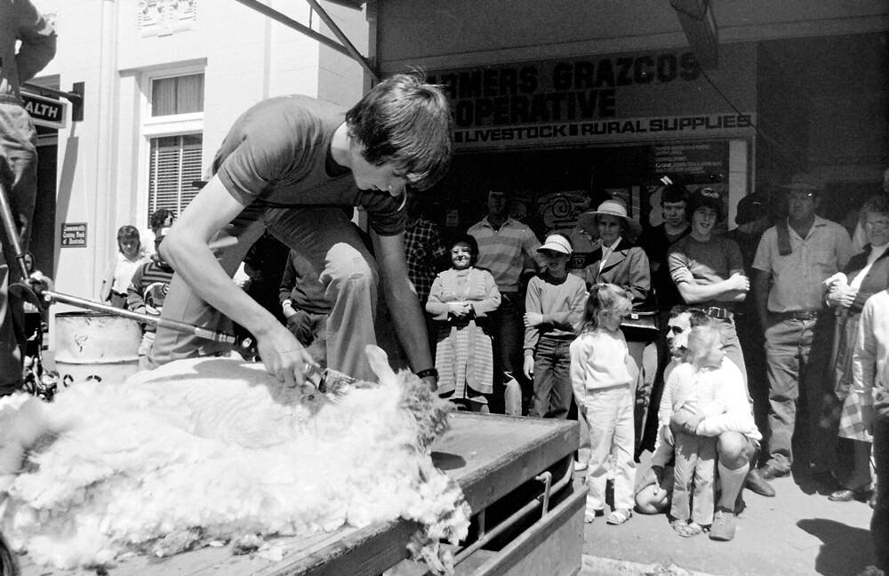 Shearing was a highlight event of the inaugural Crookwell Country Weekend in October 1983. Picture supplied