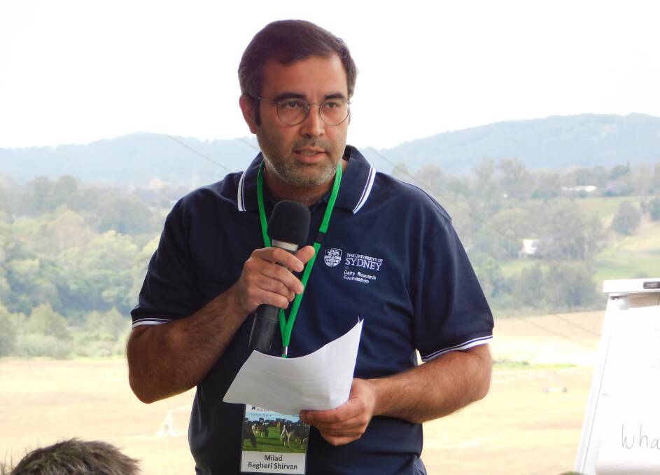 Technical officer at the University of Sydney Milad Begheri Shirvan presents his findings on day two of the Dairy Research Foundation Symposium.