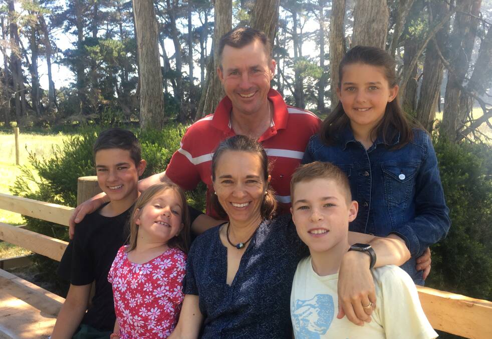 FAMILY AFFAIR: Andrew and Anna Raff and their four children Harry, Charlie, Georgina and Olivia moved from Drillham, Queensland to King Island in 2015. 