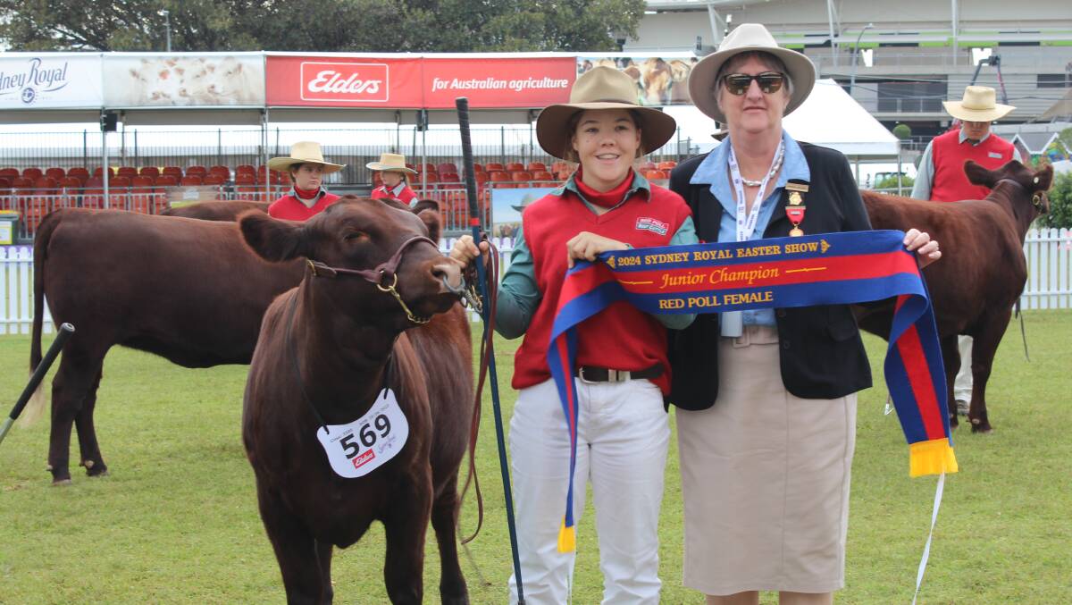 Macey Wake, Armidale, and Karina Moore, Camden, with the junior champion female. Picture by Hayley Warden