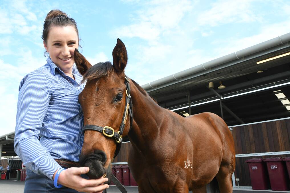 Lana Gleeson with the I Am Invincible filly from Srikandi which fetched top weanling price of $600,000 at the Inglis sale last week. Photo Virginia Harvey