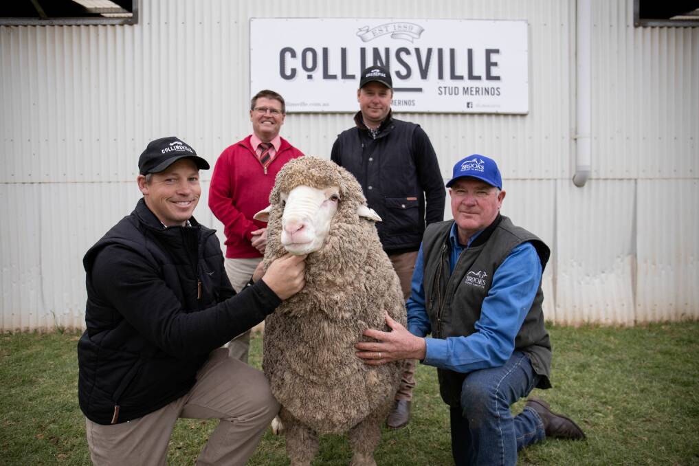 Collinsville general manager Tim Dalla, Elders auctioneer Tony Wetherall, Collinsville stud principal George Millington and Tony Brooks. Photo: Tegan Buckley