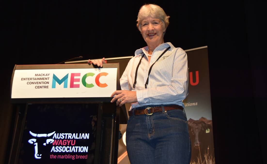 Experienced Wagyu breeder Barbara Roberts-Thomson speaking at this year's association conference in Mackay.