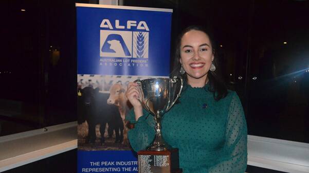 RECOGNITION: 2020 Young Lot Feeder, Molly Sage, at ALFA's 50th anniversary dinner last month.
