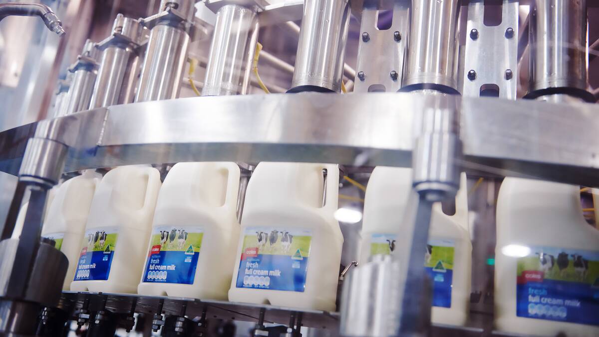 Coles home brand fresh milk is processed at the automated Laverton North plant it wants to buy from Saputo.